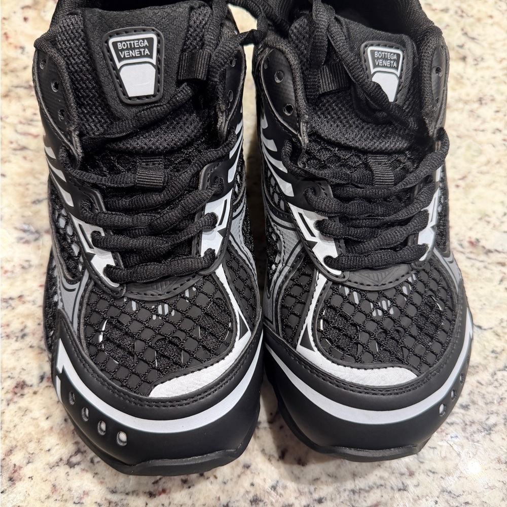 Bottega Veneta Black and Gray Mesh Sneakers